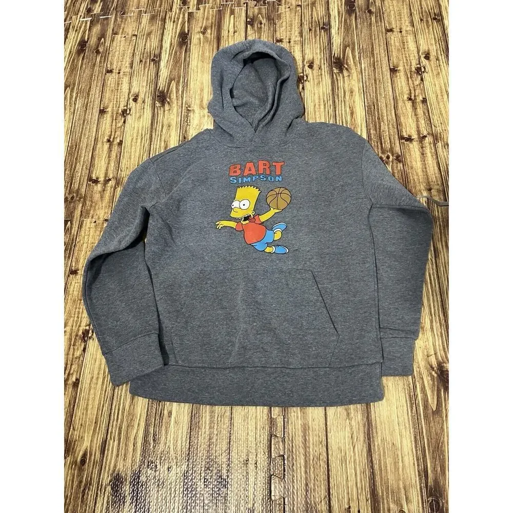 Old Navy Kids Bart Simpson Basketball Gray Hoodie X-Large 14-16
